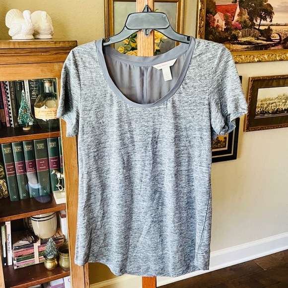 Banana Republic Heritage 100% linen mesh back short sleeve tee SZ S gray - Picture 2 of 9